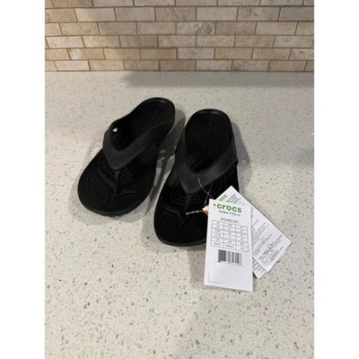 Crocs Kadee II Flip Flop Sandals Womens Size 7 Black Slip On Casual Shoes nwt