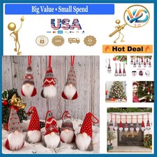 Set of 8 Christmas Gnomes Ornaments Handmade Plush Santa Decorations