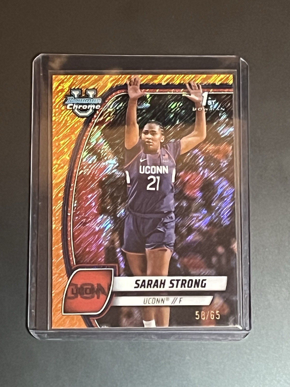 2024-2025 Bowman Chrome SARAH STRONG 1st Bowman Orange Shimmer 58/65 - Champion