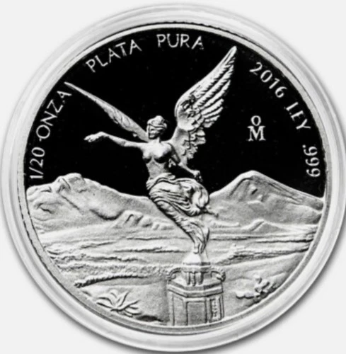 2016 MEXICO LIBERTAD 1/20 oz PROOF 999 SILVER COIN IN ORIGINAL CAPSULE