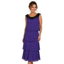 Jacques Vert Purple Dress Uk 14 Tiered Midi Wedding Races