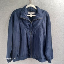 Vintage Lavon 80s 90s blue  Gold Jacket Nylon Windbraker Jacket Size Medium