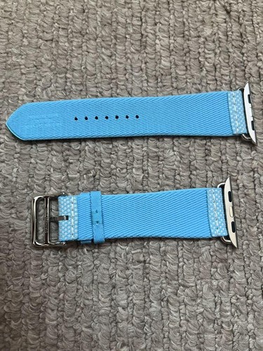 HERMES Apple Watch TOILE H Blue Band 45mm Simple Tour Good Condition Rare Japan - 第 3/12 張圖片