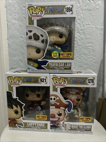 Funko Pop! One Piece Luffytaro, Buggy The Clown, Trafalgar Law Lot of 3