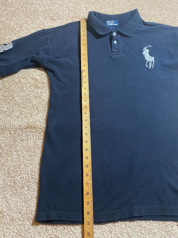 Polo Ralph Lauren Men's XXL Black Silver Big Pony Polo Shirt Short