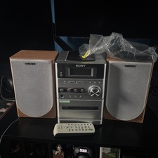 Retro Sony CMT-NE3 Micro HiFi System CD Cassette Radio Speakers Remote Working