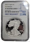 NGC 2023 S American Eagle PF 70 Ultra Cameo First Release 999 Fine Silver Dollar
