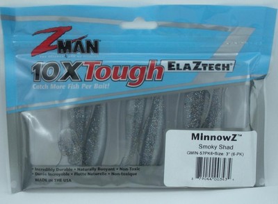 Zman GMIN-57PK6 ElaZtech Minnowz 3'' Color Smokey Shad 8CT