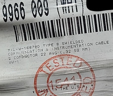 Belden 9966 22/1P Braid Shielded Twist Pair MIL-W-16878D Cable Wire White /10ft