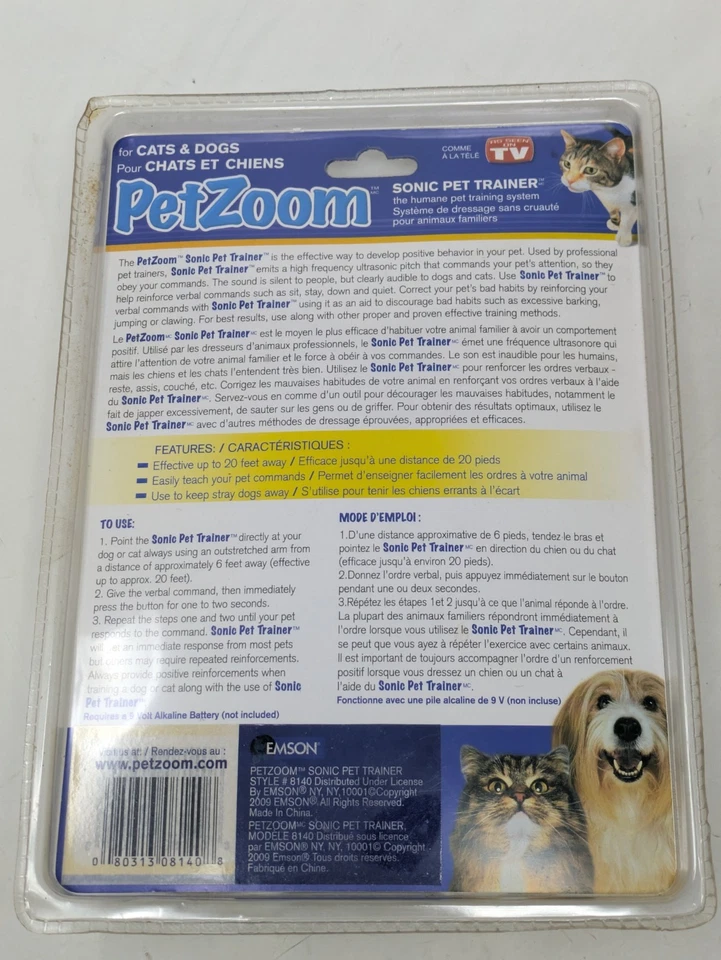 PetZoom Sonic Pet Trainer EMSON 8140 como se ve en la televisión nuevo paquete sellado Foto 2 de 2