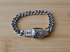 Pulsera Avon de Colección Años 70 Hebilla de Cinturón Tono Plata Ajustable 53/4" - 61/2" Para Mujer Hombre