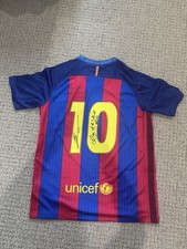 Signed Messi Ronaldinho Barcelona Jersey Icons COA