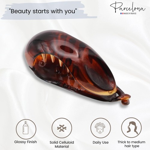 Pinzas para el pelo de plátano celuloide de cáscara grande para mujer Parcelona French Fat Fish - Imagen 10 de 17