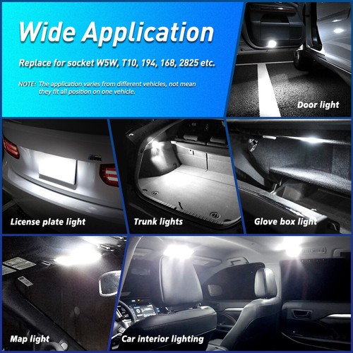 2Pcs Canbus LED License Plate Light Bulbs 168 175 194 T10 192 Xenon White 6500K - Picture 4 of 9