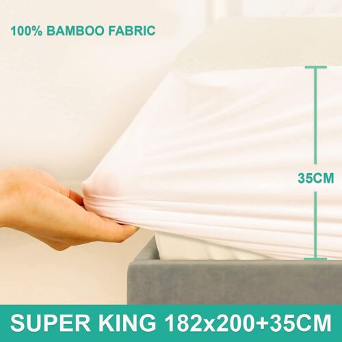 HIGH LIVING Bamboo Mattress Cover 100% Waterproof Anti Allergy - Picture 7 of 8