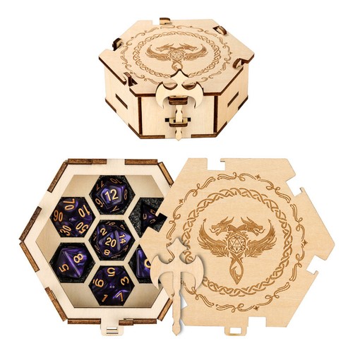 Juego de dados de plástico poliédrico púrpura DND 7 piezas TTRPG Dungeons Dragons set de regalo - Imagen 6 de 14