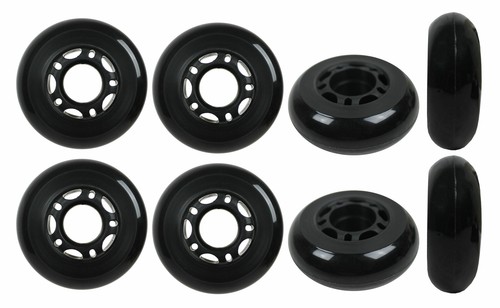 Inline Skate Wheels 64mm 82A Black Outdoor Roller Hockey Rollerblade 8 Pack - Picture 1 of 3