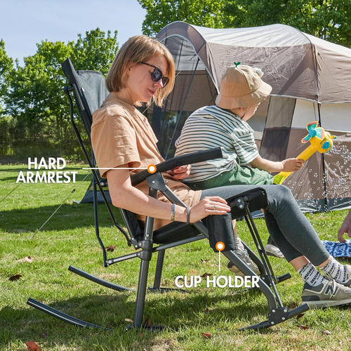 Oversized Folding Rocking Camping Chair Portable Outdoor Rocker with High Back H - Picture 5 of 9