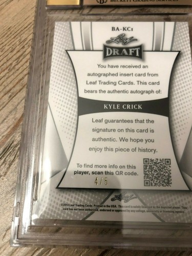 2013 Leaf Metal Draft Prismatic Red #KC1 Kyle Crick Auto RC BGS 9.5 Pirates /5 - Picture 3 of 3