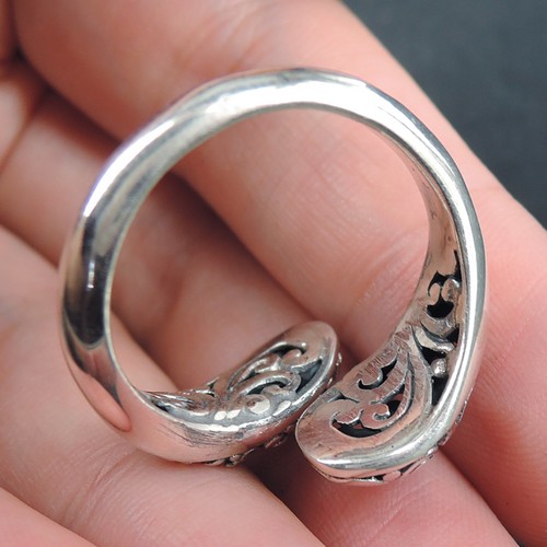 925 Sterling Silver Frangipani Flower Design Ring Jewellery, K (UK) 5 1/2 (USA) - Picture 3 of 7