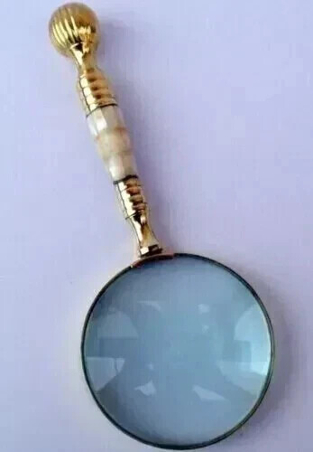 Messing Lupe Handlupe Antik Lupe Griff Vintage Lupe Objektiv - Bild 4 von 4