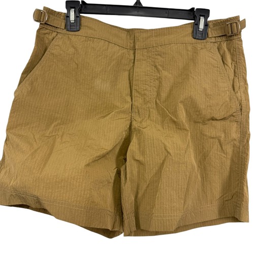 Zara Mens Olive Nylon Pinstriped Swim Trunks Board Shorts Swimming Beach sz M