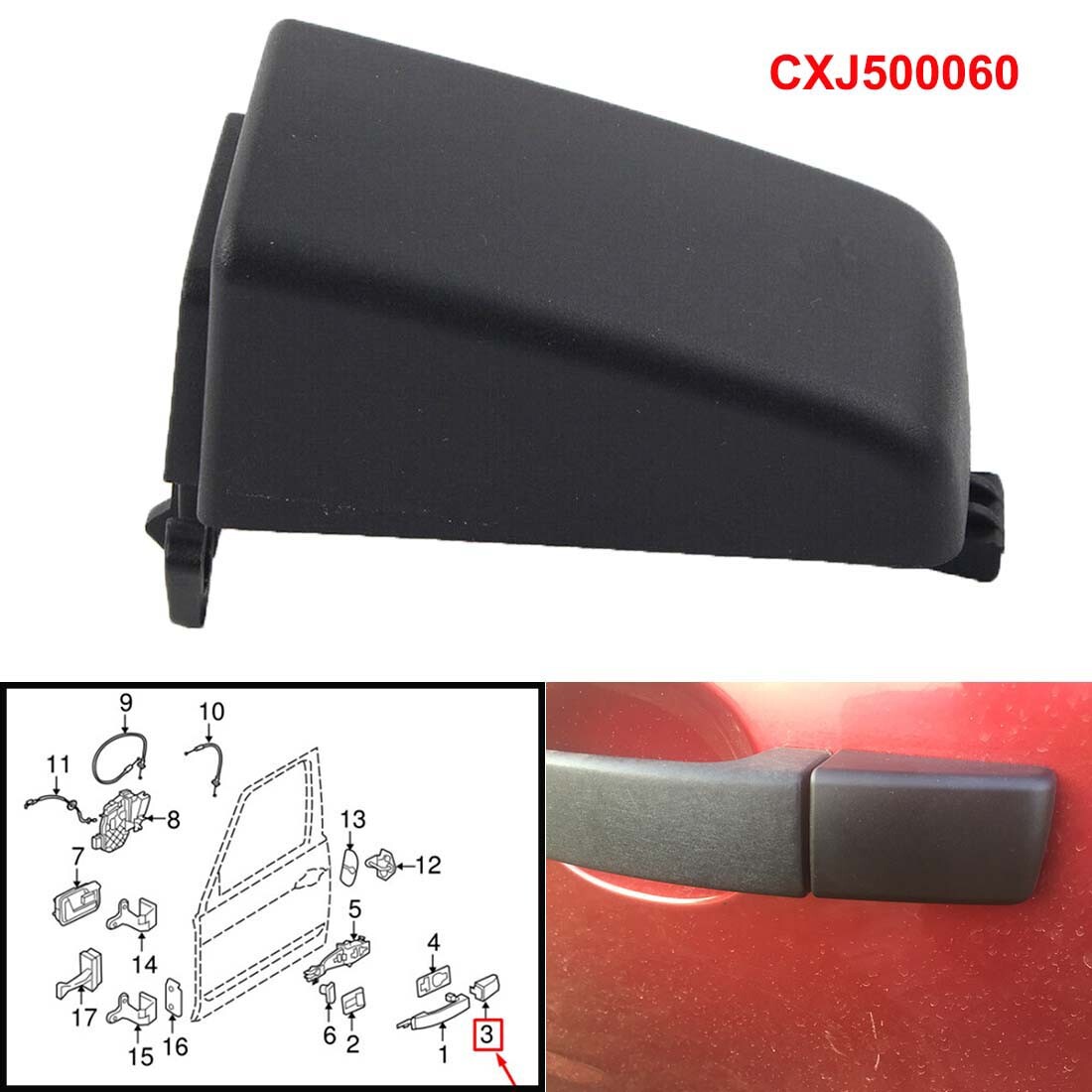 CXJ500060 Black Door Handle Cap Cover For Land Rover Freelander 2