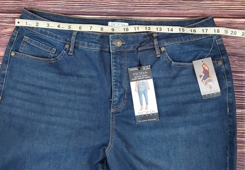 Sofia Jeans kurviger dünner Damen-Hochhaus Rosa knöchelzerstörter Saum Knopf 16 W - Bild 12 von 16