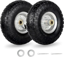 4.10/3.50-4" Tire and Wheel, 10" Pneumatic Tire, with 2.25" Offset Hub, 5/8" Axl