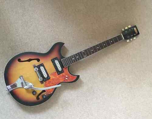 Teisco Audition electric hollow guitar, model 7004 , 1970, tri colour Sun...