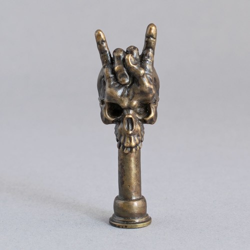 Symbolic DEVIL SKULL Macabre PIPE TAMPER Miniature Bronze Satan Sculpture SIGNED