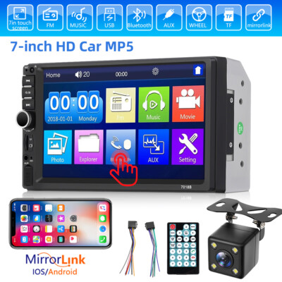 2 Din Radio Estereo Para Carro Auto MP5 Pantalla Tactil Bluetooth FM USB+Camara
