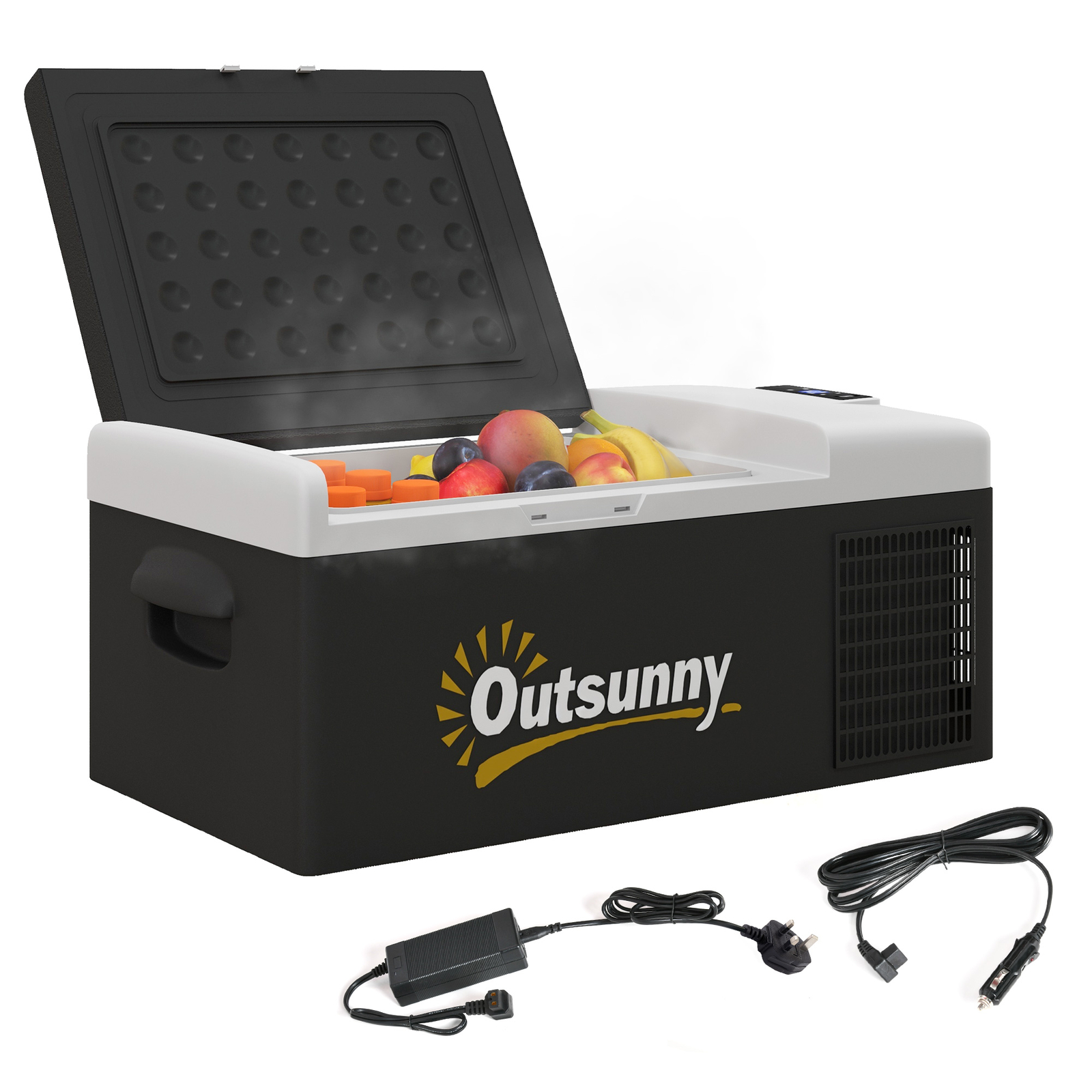 Outsunny 16L Coche Frigorífico Nevera Congelador, 12/24V DC y 100-240V AC, Negro