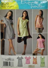 Simplicity 0629 Knit Mini-Dress, Tunic or Top CHOOSE SIZE UNCUT Summer Trends