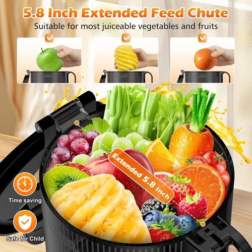 Professional Masticating Juicer - Easy Clean, Whole Fruit Juicer, Titanium Gray - Picture 4 of 9