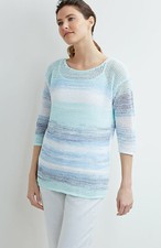 J. Jill - 1X - NEW Pure Cotton Relaxed Open Stitch Tunic in Sea & Sand Tones NWT