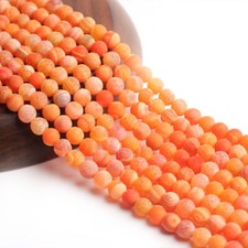 6/8/10/12mm Orange Dream Fire Dragon Veins Agate Round Gemstone Loose Beads 15"