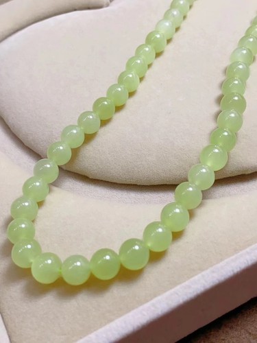 Collar de cuentas redondas de jade hetiano natural certificado 5A pulsera de jade amarillo - Imagen 5 de 8