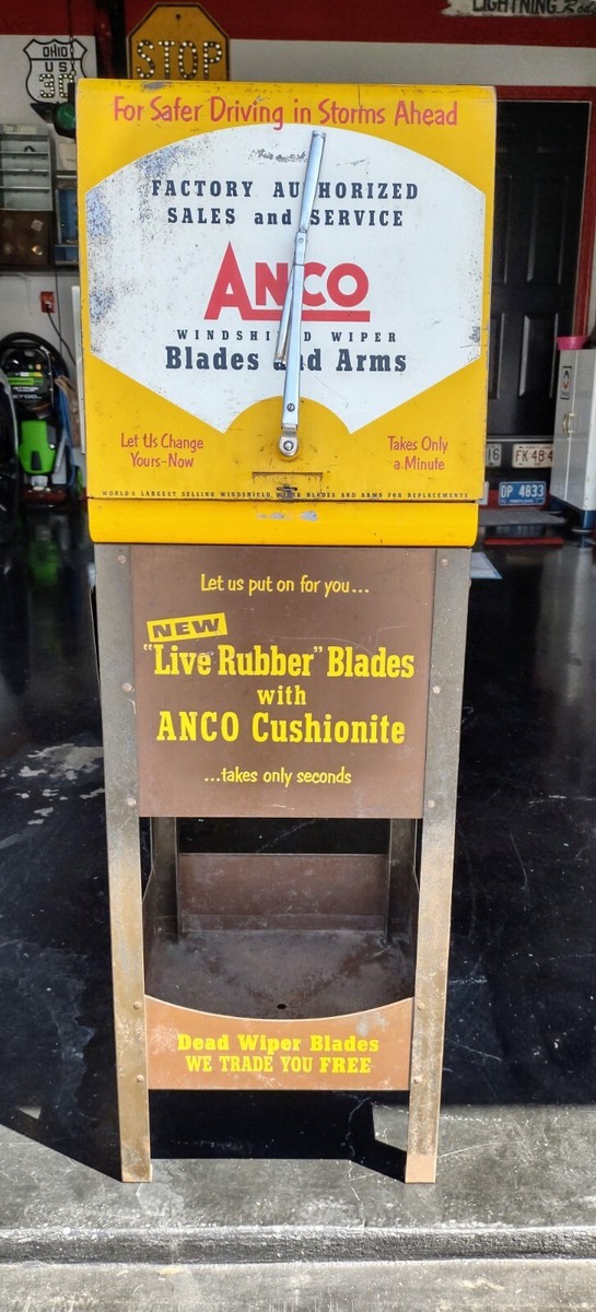 1950s-60s anco windshield wiper service station , gas island
