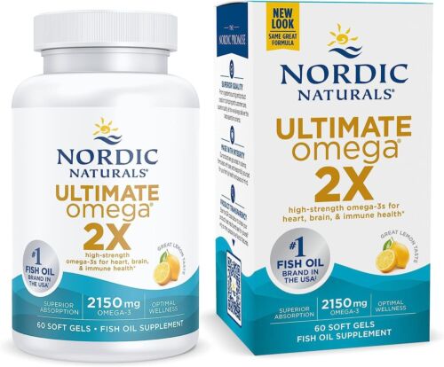 NORDIC NATURALS Ultimate Omega 2X 2150mg EPA/DHA Fish Oil - 60 Soft Gels Lemon - Picture 2 of 8