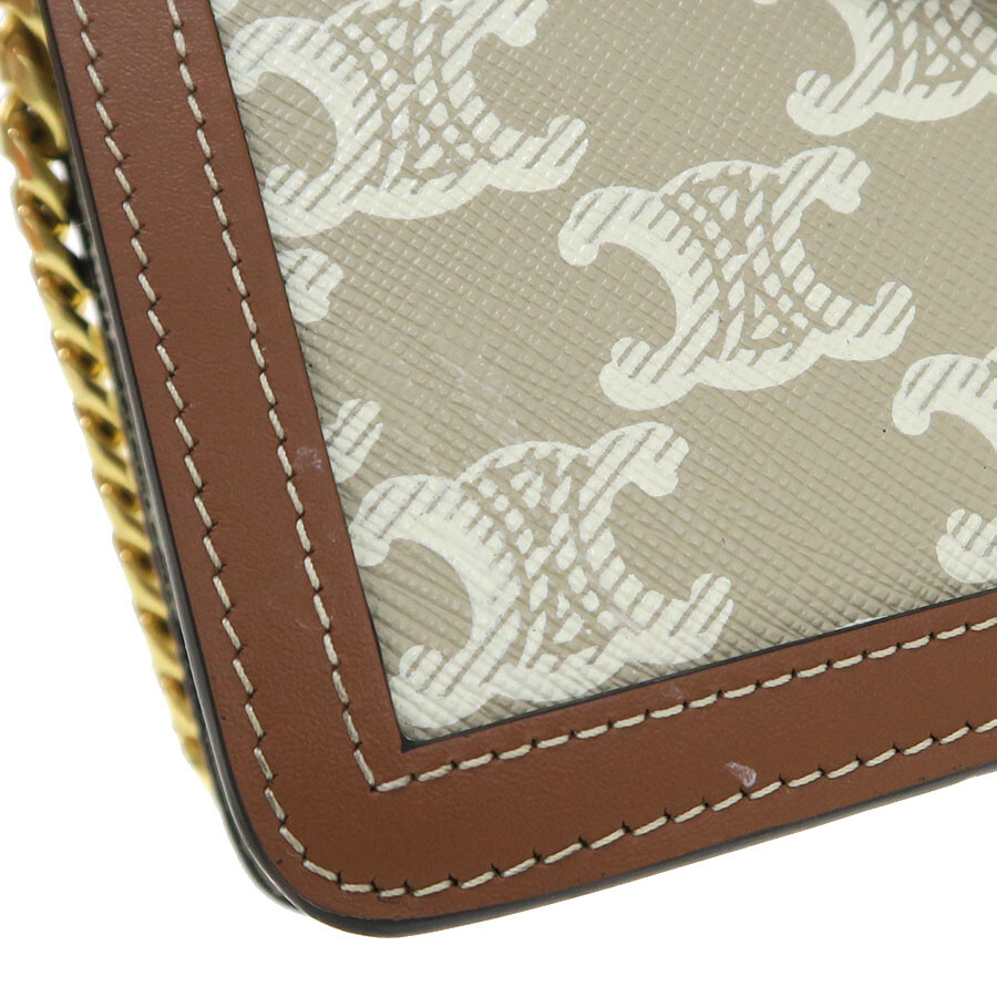【CELINE】VIPセール！Margo チェーンウォレット テキスタイル CELINE セリーヌ チェーンウォレット マーゴ/シャイニーカーフ