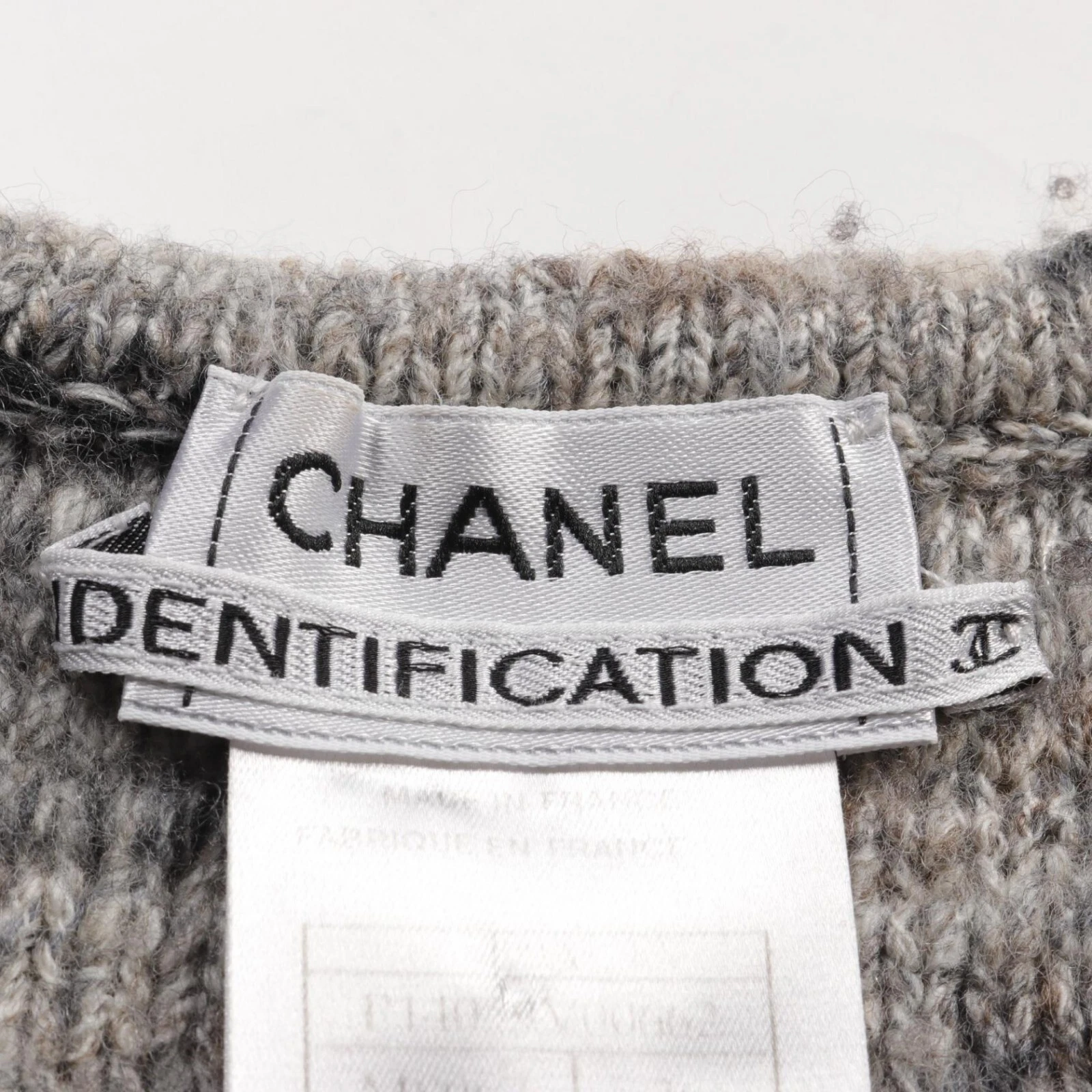 CHANEL Gilet Identificazione Top Lana Nylon Grigio P14059 Taglia 36