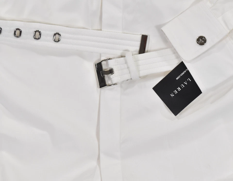 Women's Ralph Lauren Black Label White Cotton Belted Shirt Dress New $798 - Image 4 of 4