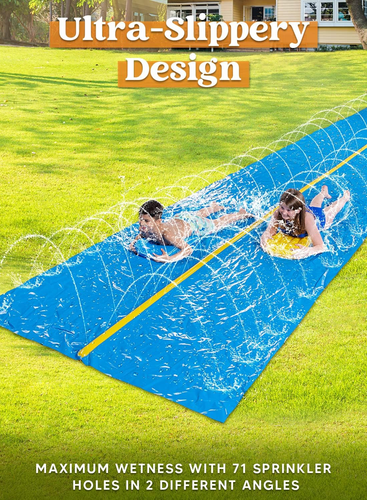 Huge Water Slide, 30Ft X 6Ft Heavy Duty Lawn Water Slip and Slide with Built-In - Picture 4 of 7