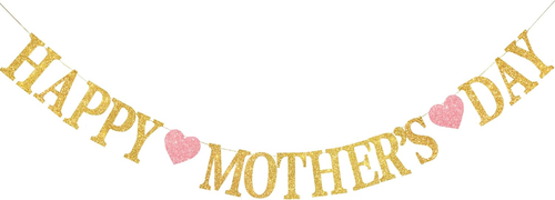 Happy Mother'S Day Banner,Pre-Strung Gold Glitter Mothers Day Party Decorations