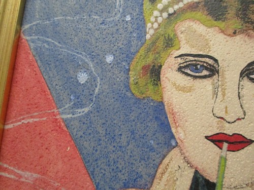ANTIQUE ART DECO FLAPPER PAINTING VINTAGE PRETTY WOMAN FEMALE MODEL 1920'S - Picture 5 of 8