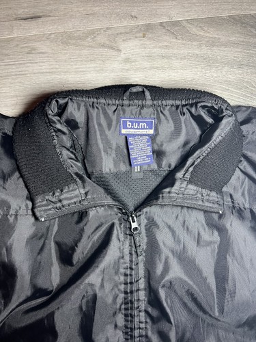 B.U.M. Equipment Black Fleece Lined Jacket Mens Size Large Vintage Bum - Picture 2 of 12
