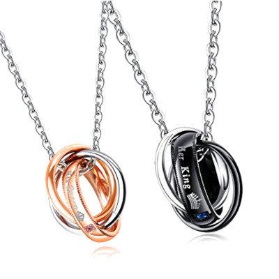 Global Jewelry Titanium Stainless Steel The ONLY Eternal Love Couple Pendant Necklace Matching Set Valentine Gift