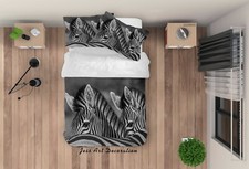 3D Zebra Grey Quilt Cover Set Duvet Cover Bedding Pillowcases