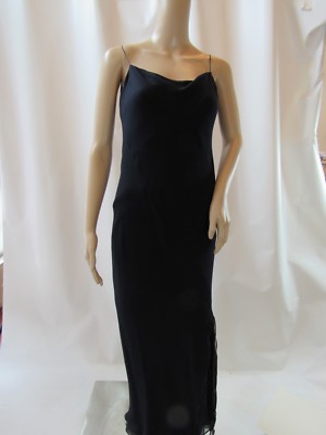 navy blue spaghetti strap long dress